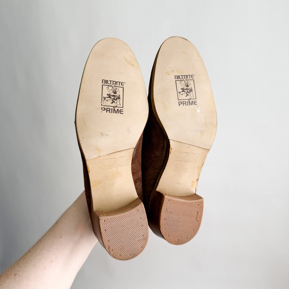 Beene Bag shoes 70s vtg brown suede lace up‎ oxfords size 7.5 - Picture 7 of 7